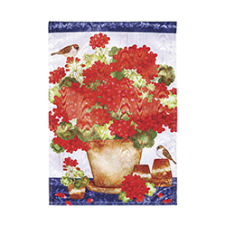 red geraniums garden flag